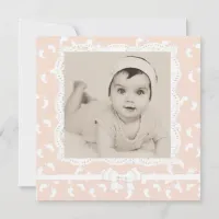 Peach Colored Baby Girl Birth Announcement