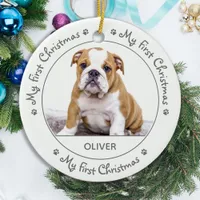 Custom Puppy Dog Pet Photo My First Christmas Ceramic Ornament
