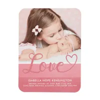 Sweet Stripes Valentine Love Baby Girl Birth Photo Magnet