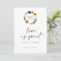 Love is Sweet Fall Bridal Shower Sign Sunflowers Invitation