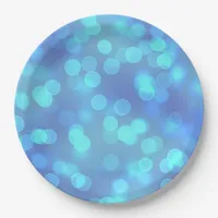 Blue Bokeh Party Dinner Paper Plates