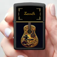 Cowboy Elegance Acoustic Guitar Design Zippo Lighter