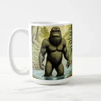 Bigfoot standing in Water Cartoon Coffee Mug