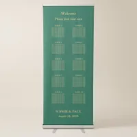 Hunter Green Golden Beige 10 Table Seating Chart Retractable Banner