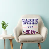 Harris 2024 Pres Democrat Donkeys USA Flag Throw Pillow