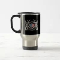 America Skull Skeleton Hand Artwork Editable Layer Travel Mug