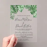 Rustic Tropical Greenery Botanical Wedding  Acrylic Invitations