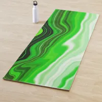 Green and Black Marble like Striped Fluid Art     Yoga Mat