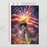 4th of July Liberty Torch Fireworks USA 250th Invitation