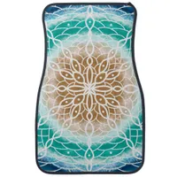 Round Ocean Waves Teal and Turquoise Mandala    Car Floor Mat