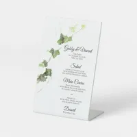 Green English Ivy Watercolor Wedding Menu Pedestal Sign