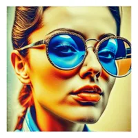 Pretty Lady with Blue Sunglasses with Reflection Acrylic Print