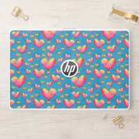 Multicolored Watercolor Hearts HP Laptop Skin