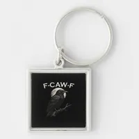 F-Caw-F Crow Funny Crow F-Caw-F Gear Minimal Clean Keychain