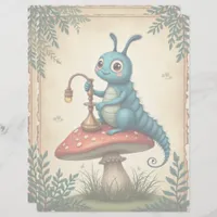 Alice Whimsical Caterpillar Scrapbook Paper