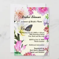 Flower Frame & Butterfly Bridal Shower Invitation