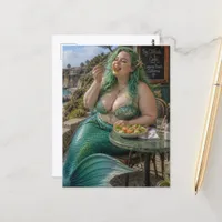 A Beautiful Mermaid Eating Salad Postcard