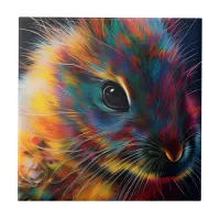 Colorful Easter Bunny prismatic Rabbit Ceramic Tile