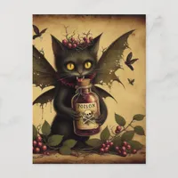 Vampire Cat Fairy Poison Bottle Vintage Postcard