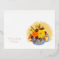 Sunflower Wedding Thank You Foil Holiday Postcard