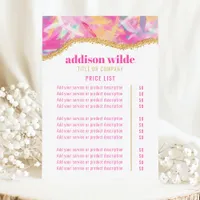 Modern Colorful Brushstrokes Service Price List Menu