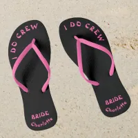 Brides Personalized Black And Pink Bachelorette Flip Flops