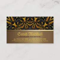 Tribal Batik Black and Burnt Gold Business Card