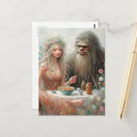 Fairy and Sasquatch Spaghetti Picnic Postcard