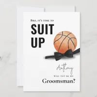 Watercolor Basketball Tuxedo Suit Up Groomsman Invitation