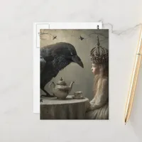 Fantasy Child a Royal Raven Tea Party Retro Postcard