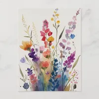 Pretty Watercolor Flowers Postcard