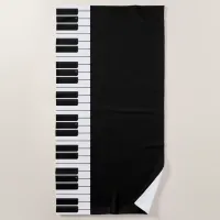 Piano Keyboard Black and White  Beach Towel