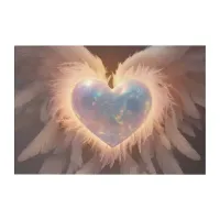 *~*~  Heart Angel Peach Wings  AP78 Opal Acrylic Print