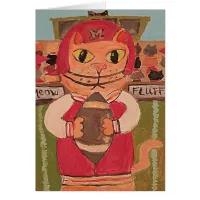 Folk Art Football Cat Painting Unique Fun Design