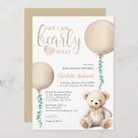 Brown Bearly Wait Baby Shower Invitation