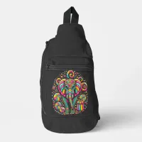 Majestic Elephant Adorned With Vibrant Designs Sling Bag