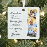 Modern 3 Photo Remembrance Keepsake Memorial Metal Ornament