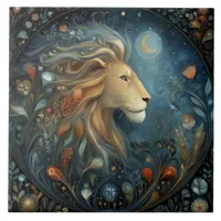 Leo Lion Zodiac Astrology Celestial Birthday Ceramic Tile