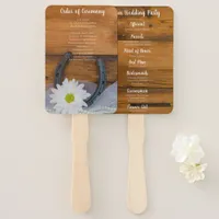 White Daisy and Horseshoe Country Western Wedding Hand Fan