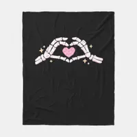 Skeleton Hands Heart Funny Fleece Blanket