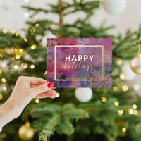 Elegant Modern Calligraphy Script Happy Holidays Foil Holiday Postcard