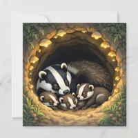 Cute  Badger Family Napping