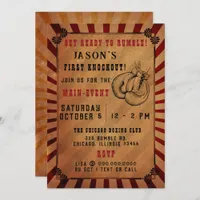 Vintage Rumble First Knockout Boxing Birthday Invitation