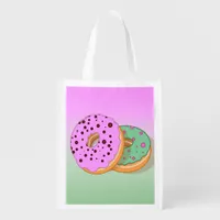 Pink mint green donuts grocery bag