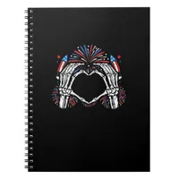 Skeleton Hand Heart USA Patriotic American Bold  Notebook