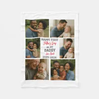 Happy First Father Day Photo Collage Fleece Blanket