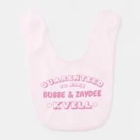 Funny Jewish Bubbe & Zaydee (or other name) Pink Baby Bib