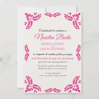 Talavera Pink Floral Minimalist Spanish Wedding Invitation