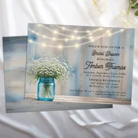 Rustic Baby’s Breath Mason Jar Bridal Shower  Invitation