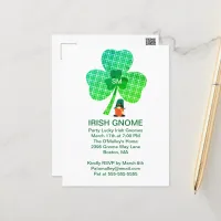 Irish Gnome Monogram Shamrock St Patricks Postcard